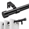 thumbnail image 1 of KoshiMe Black Curtain Rods for Windows 32 to 86 inch,1" Adjustable Heavy Duty Curtain Rod, Modern Decorative Drapery Rods with Aluminium End Cap,Telescoping Single Window Curtains Rods Set, 1 of 7