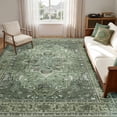 thumbnail image 1 of KoshiMe Washable Area Rug 6'x9', Non-Slip Soft Vintage Distress Floral Rugs for Living Room, Stain Resistant Low Pile Medallion Carpet for Dining Room Office, Dark Green Gray, 1 of 9