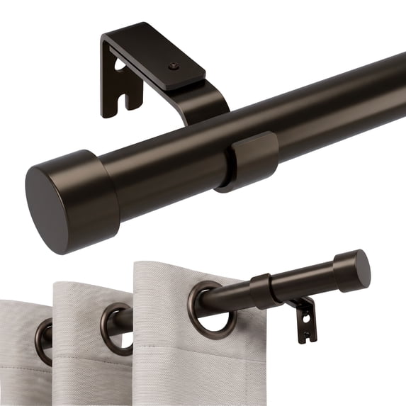 KoshiMe bronze Curtain Rods for Windows 144 to 168 inch,1" Adjustable Heavy Duty Curtain Rod, Modern Decorative Drapery Rods with Aluminium End Cap,Telescoping Single Window Curtains Rods Set