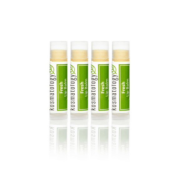 Kosmatology Organic Spearmint Lip Balm - Fresh 4 Pack | Beeswax Free | Vegan | 100% Natural Moisturizer for Cracked & Dry Lips
