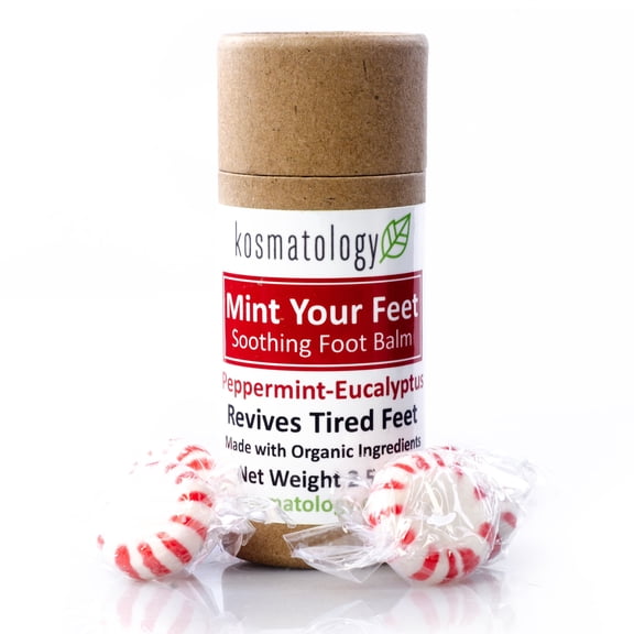 Kosmatology Peppermint Eucalyptus Foot Balm Mint Your Feet | Solid Moisturizer for Dry Cracked Heels & Rough Feet | Organic, Non-Toxic, Cruelty-Free Foot Balm 2.5 oz