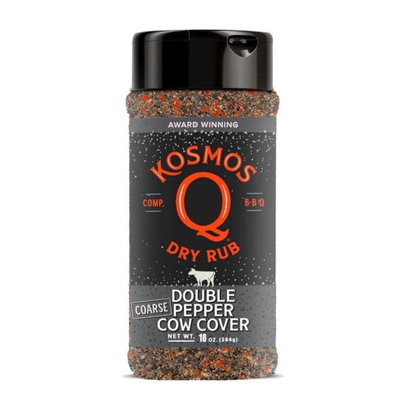 Kosmos Q Double Pepper Cow Cover Seasoning for Beef, Chicken & Pork, 10 oz Shaker