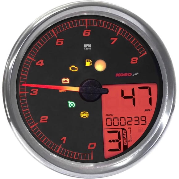 Koso North America BA072000 HD-05 Multi-Function Tachometer/Speedometer