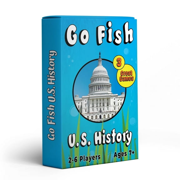 KosoGames Go Fish US History Teen Laminated Playing 52-Card Deck Card Game