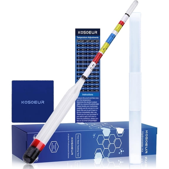 Kosoeur Triple Scale Hydrometer, Alcohol Hydrometer for Wine, Mead, Kombucha & Beer, Mead Making Kit, (ABV Tester, Brix, Specific Gravity Hydrometer), Hydrometer Alcohol Kit for Wine Brewing Supplies