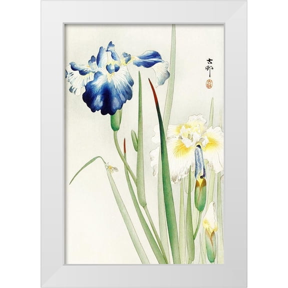 Koson, Ohara 11x14 White Modern Wood Framed Museum Art Print Titled - Irises