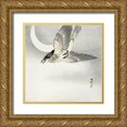 thumbnail image 1 of Koson, Ohara 12x12 Gold Ornate Wood Framed with Double Matting Museum Art Print Titled - Cuckoo at crescent moon, 1 of 4