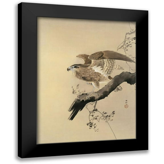 Koson, Ohara 12x14 Black Modern Framed Museum Art Print Titled - Hawk