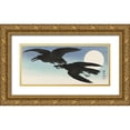 thumbnail image 1 of Koson, Ohara 18x10 Gold Ornate Wood Framed with Double Matting Museum Art Print Titled - Crows at full moon, 1 of 4