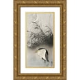 thumbnail image 1 of Koson, Ohara 18x32 Gold Ornate Wood Framed with Double Matting Museum Art Print Titled - Heron at new moon, 1 of 4