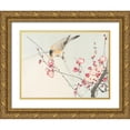 thumbnail image 1 of Koson, Ohara 32x25 Gold Ornate Wood Framed with Double Matting Museum Art Print Titled - Songbird on blossom branch, 1 of 4