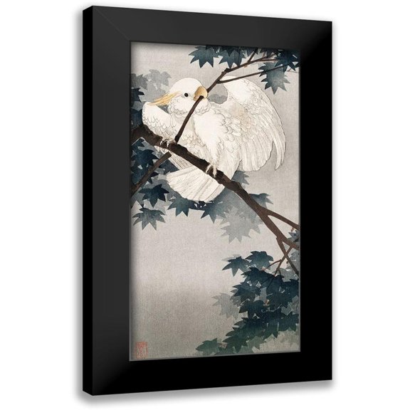 Koson, Ohara 9x14 Black Modern Framed Museum Art Print Titled - Yellow crested cockatoo in tree