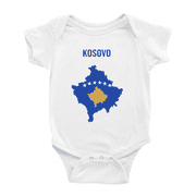 Kosovo Map Flag Baby Rompers Newborn Clothes Outfits White, 3-6 Months