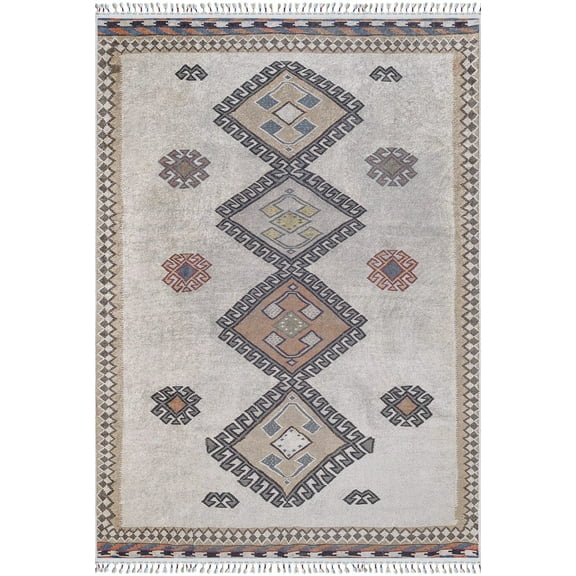 KosowLacki Grey Medallion Polyester Area Rugs for Living Room Washable Rugs Boho Moroccan Area Rug Soft Geometric Bohemian Carpet Distressed Indoor Rug for Bedroom Dining Room Office Nonslip Rug