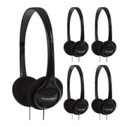 Koss KPH7 Lightweight Portable On-Ear Headphones Bundle Black, 5-Pack
