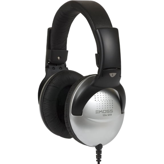 Koss UR29 Collapsible Portable Headphones, Standard Packaging, Black & Silver