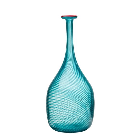 Kosta Boda Red Rim Bottle Green, Crystal