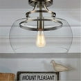 thumbnail image 1 of Kostandea 1-light Bronze 13-inch Glass Flush Mount with Bulb, 1 of 3