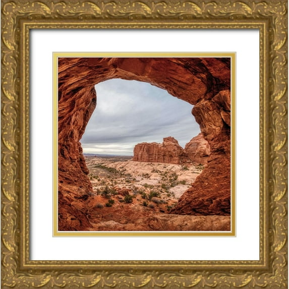 Kosterev, Anatoliy 12x12 Gold Ornate Wood Framed with Double Matting Museum Art Print Titled - Rocks and Desert