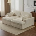 thumbnail image 1 of Kosynda 83"W Oversized Double Chaise Lounge Chair Indoor, Corduroy Upholstered Boneless Cloud Sofa Deep Seat for Living Room, No Assembly, White, 1 of 9