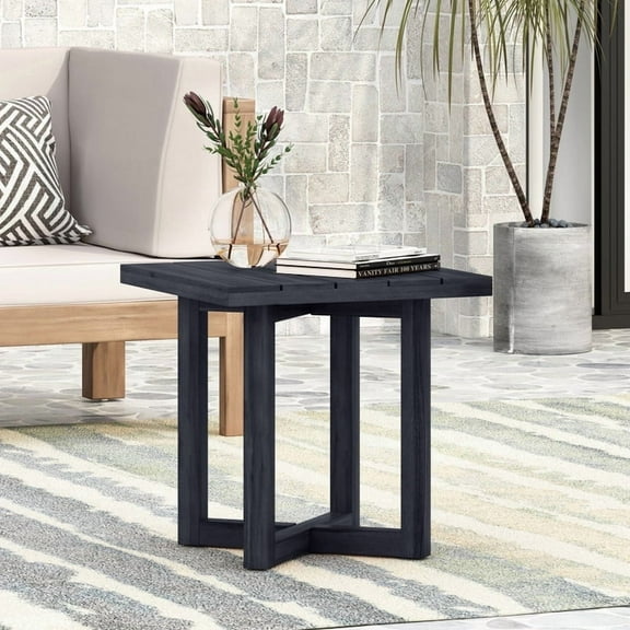 Kosynda Mid Century Modern Side Table, Square Accent Table Nighstands for Living Room Bedroom Office Small Spaces, Black