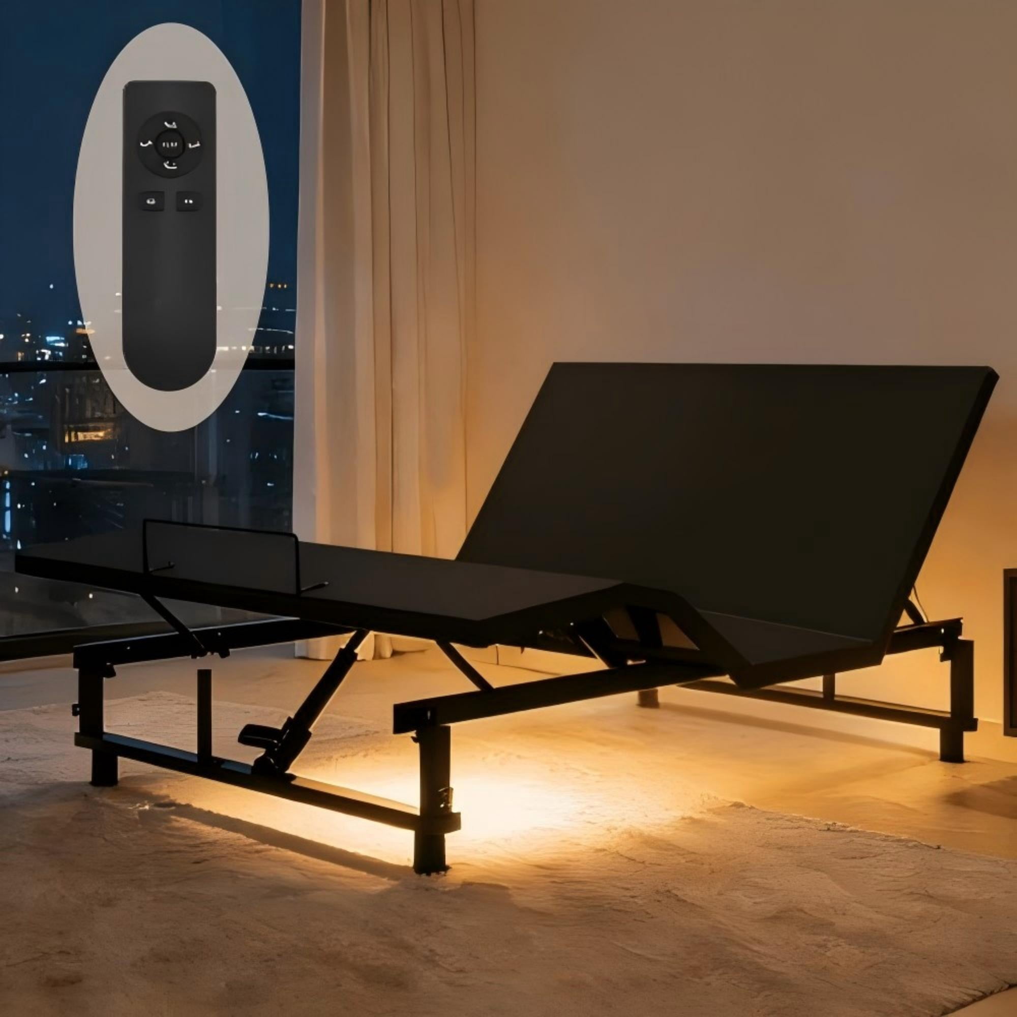 Kosynda Queen Adjustable Bed Frame with Head & Foot Incline, Zero Gravity Electric Bed Base with 4 USB Ports, Wireless Remote, Nightlight, Quiet Motor