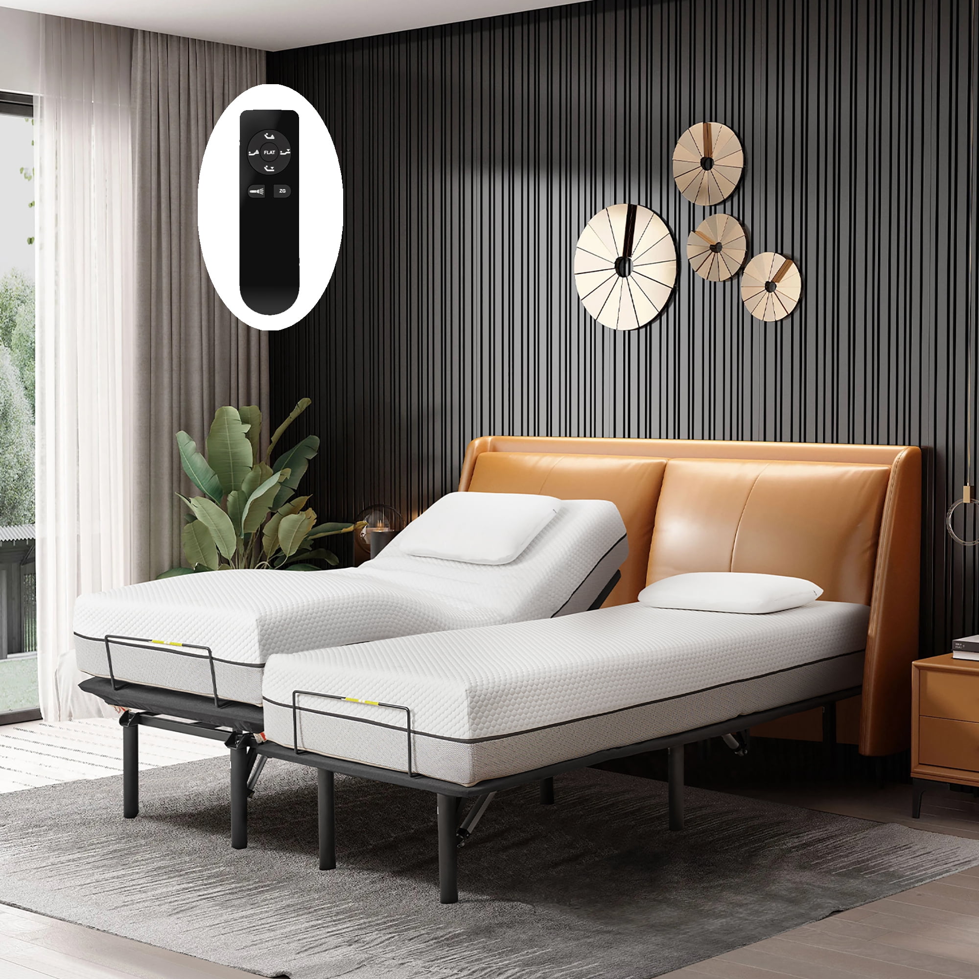 Kosynda Split King Size Adjustable Bed Frame with Motorized Head and ...