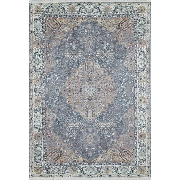 Kota Cream Medallion Polyester Area Rugs for Living Room Washable Rugs Boho Moroccan Area Rug Soft Geometric Bohemian Carpet Distressed Indoor Rug for Bedroom Dining Room Office Nonslip Rug