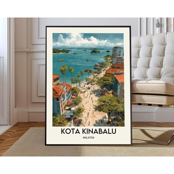 Kota Kinabalu Borneo Poster, Unframed Paper Poster 8x10in