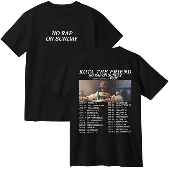 Kota The Friend No Rap On Sunday Tour 2025 Merch Cotton T-Shirt Women Men Casual Crewneck Short Sleeve Tee