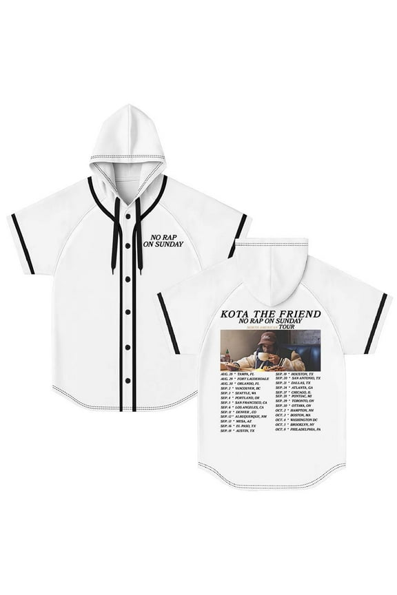 Kota The Friend No Rap On Sunday Tour 2025 Merch Hooded Baseball Jersey Short Sleeve Shirt Women Men Crewneck Tee
