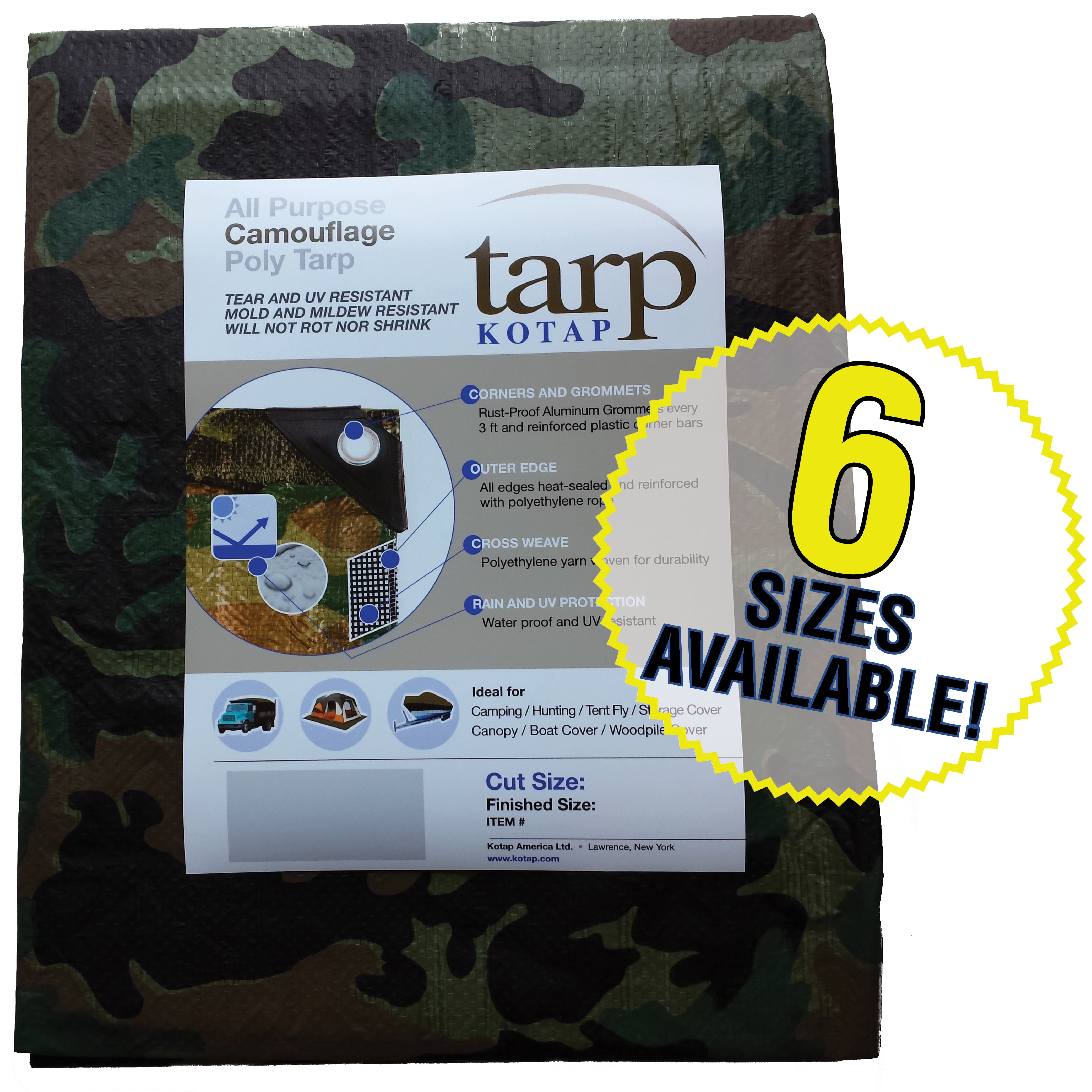 Kotap 8-ft x 10-ft Camouflage 7-mil Poly Tarp, Item: TCM-0810 - Walmart.com