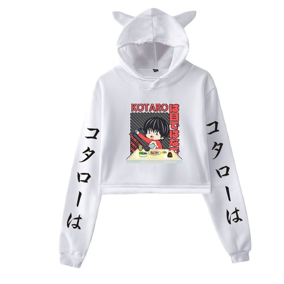 Kotaro Lives Alone Hoodie Sweatshirt for Girls Cat Ear Crop Top Male Manga Women Casual Streetwear