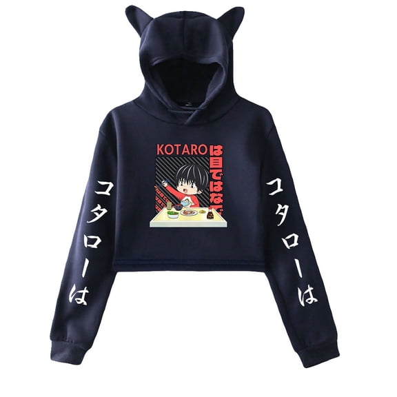 Kotaro Lives Alone Hoodie Sweatshirt for Girls Cat Ear Crop Top Male Manga Women Casual Streetwear