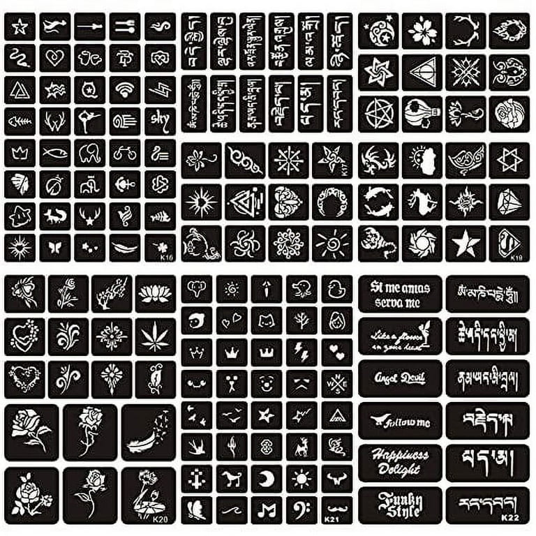 Kotbs 6 Sheets Semi Permanent Tiny Tattoo Stencils, 158pcs Henna Girls & Boys Tattoo Stencil Temporary Tattoos for Kids Body Art Template - Walmart.com kotbs-6-sheets-semi-permanent-tiny-tattoo-stencils-158pcs-henna-girls-boys-tattoo-stencil-temporary-tattoos-for-kids-body-art-template-walmart-com