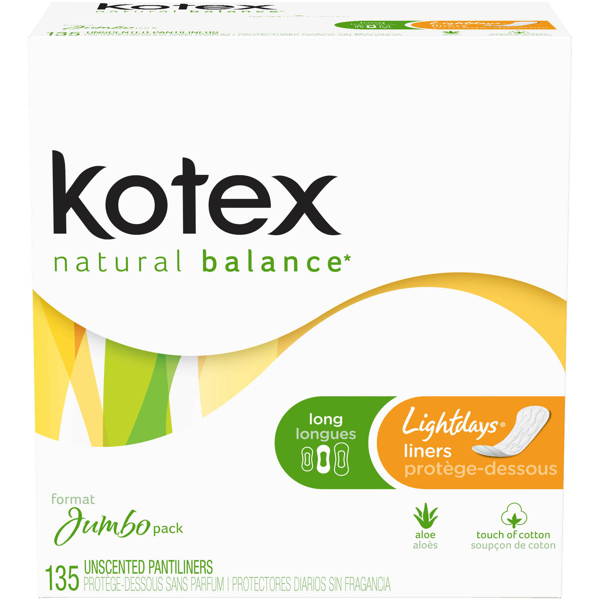 Kotex Lightdays Long Unscented Pantiliners 135ct