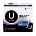 thumbnail image 1 of Kotex U Security Tampons, Regular Absorbency, Unscented, 32 Count, 1 of 8