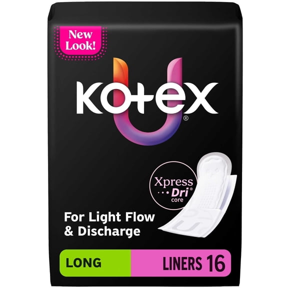 (12 pack) Kotex Wrapped Liners, Light Absorbency, Long Length, 16 Count
