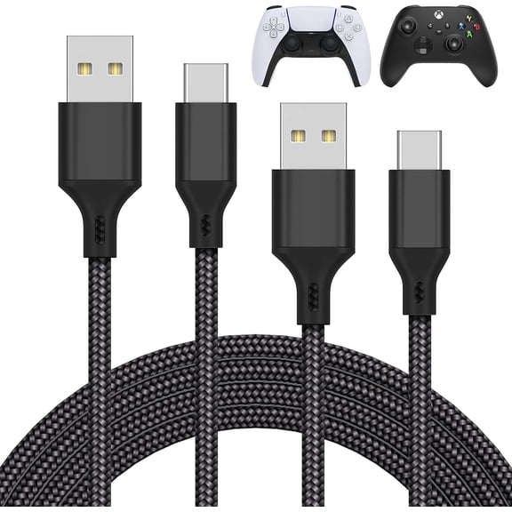 Kothab 2 Pack 10FT Charging Cable for PS5/PS5 Pro Controller,for Xbox Series X/S,for Switch for PS4 controller, Replacement USB C Cord Nylon Braided Type-C Ports