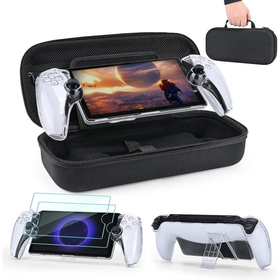 Kothab PS Portal Case, 4 in 1 PS Portal Accessories with Hard Shell Carrying Case, 2 Screen Protectors and Clear Protective Cover Case