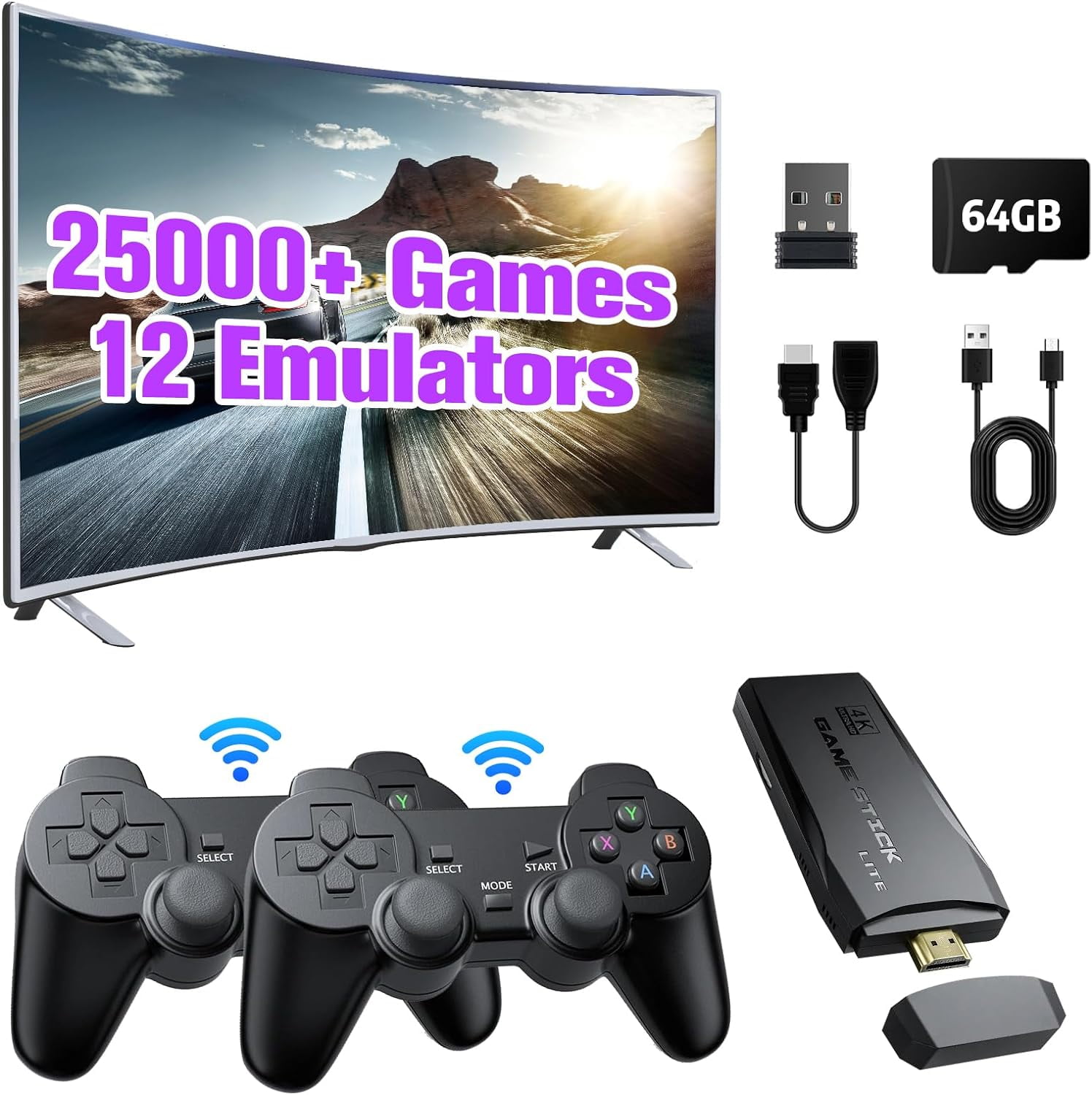 Kothab Retro Game Stick Builtin 25000+ Games 12 Emulators, 64G