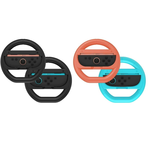 Kothab Switch 2 Racing Wheel 4-Pack  Joy-Con Steering Wheels in Red, Blue & Black for  Kart 8 & Switch Racing Games