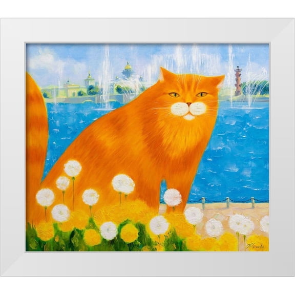 Kotinova, Galina 13x12 White Modern Wood Framed Museum Art Print Titled - Ginger and dandelions