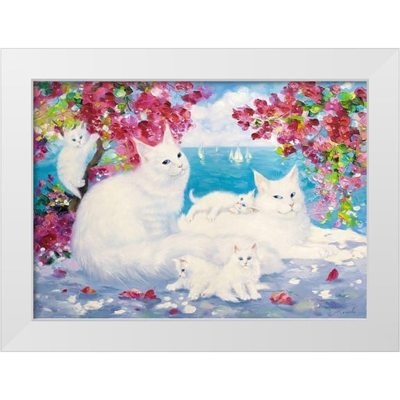 Kotinova, Galina 18x14 White Modern Wood Framed Museum Art Print Titled - Flowers. Summer. Sea