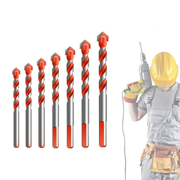 Kotkka Drill Bits Set, Four Blade Serrated Eccentric Twist Bits with U Type Slot, High-Strength Carbide Tip for Wood, Concrete, Brick, Glass, Tile, Metal, 3–16mm Multi-Material Drilling