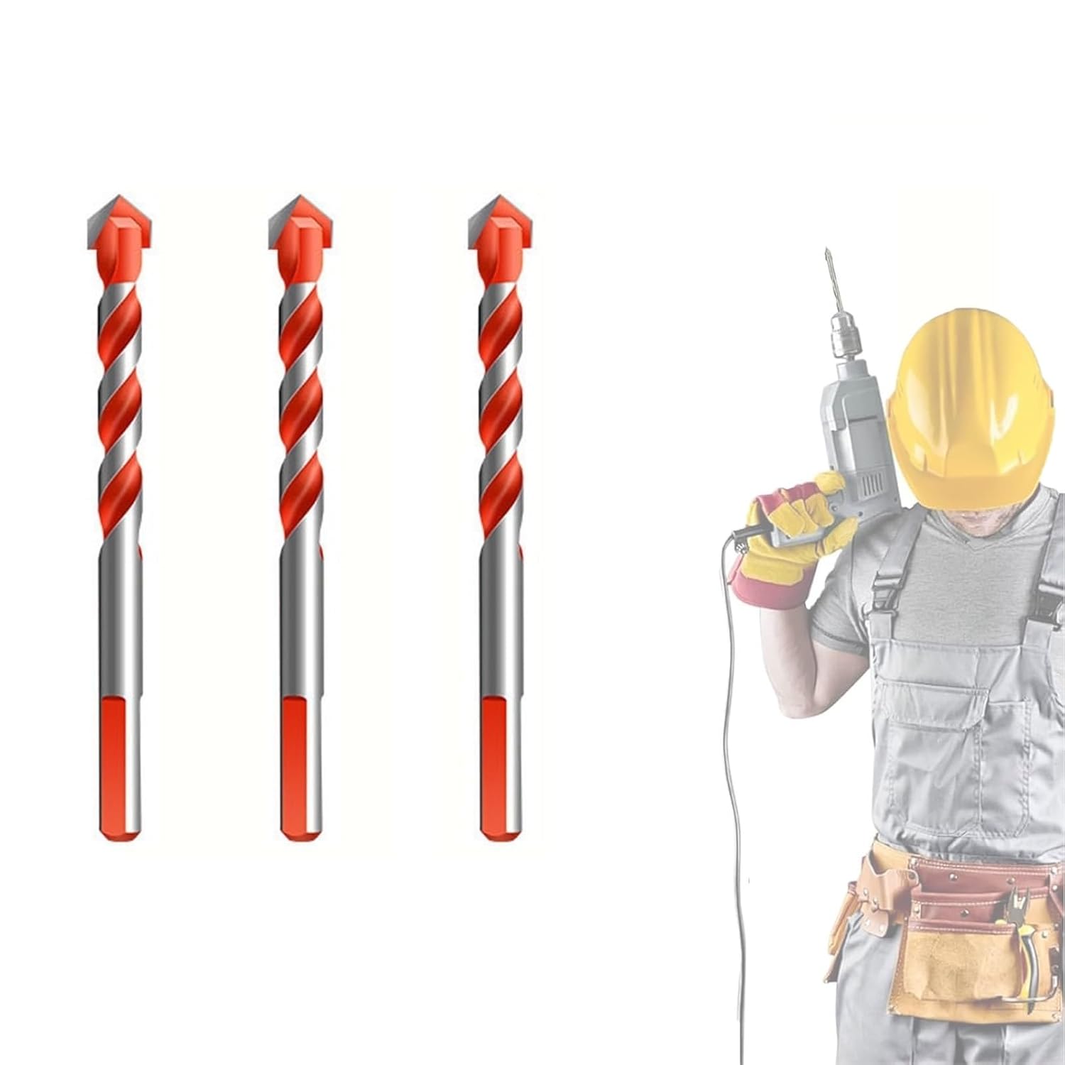 Kotkka Drill Bits Set, Four Blade Serrated Eccentric Twist Bits with U Type Slot, High-Strength Carbide Tip for Wood, Concrete, Brick, Glass, Tile, Metal, 3–16mm Multi-Material Drilling