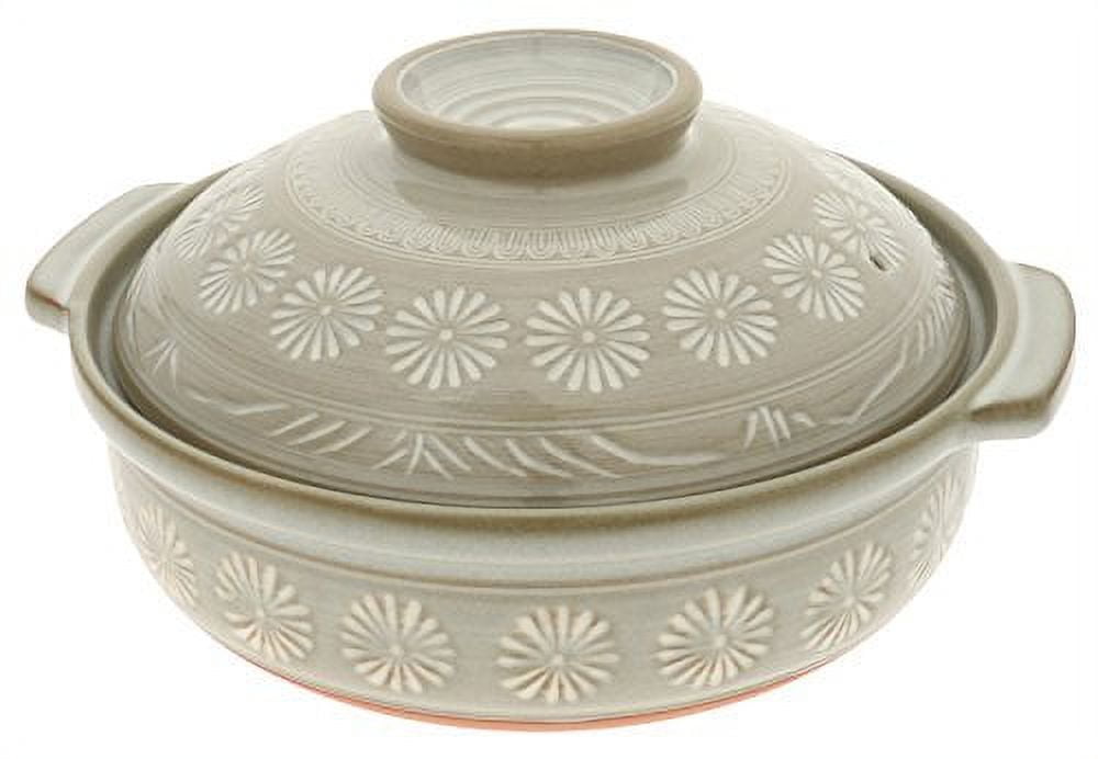 Kotobuki Donabe Japanese Hot Pot – Large Gray Clay Pot For 4-5 People (Made In Japan)