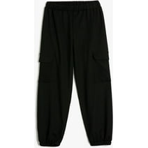 Koton Basic Cargo Jogger Sweatpants with Pocket Elastic Waist, EU 4 - 5 Years Size in Black for Women