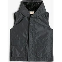 Koton Hooded Sleeveless Vest with Pocket Detail and Wind Flap, EU 7 - 8 Years Size in Black for Boys