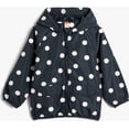 thumbnail image 1 of Koton Polka Dot Hooded Coat with Pocket Detail, Cotton Lining that Changes Color in Water, EU 2 - 3 years Size in Navy Blue for Girls, 1 of 3
